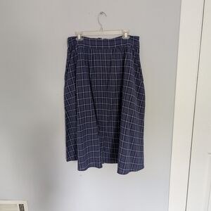 Mata Traders Fair Trade Navy Plaid A-Line Skirt